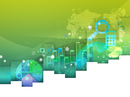 green background with chartsの写真素材