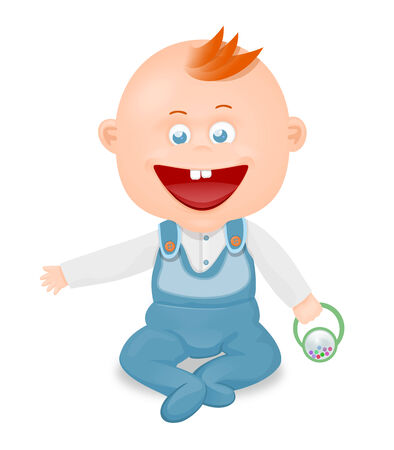 illustration of a smiling little boy at playの写真素材