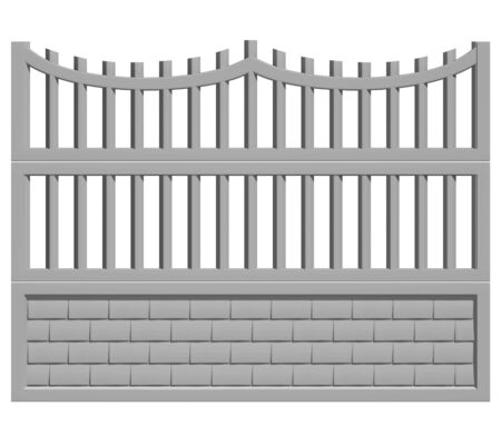 Illustration of a concrete fence on white background, product image to be included in the catalogの写真素材