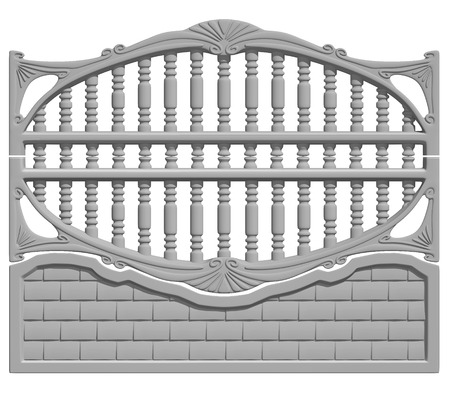 Illustration of a concrete fence on white background, product image to be included in the catalogの写真素材