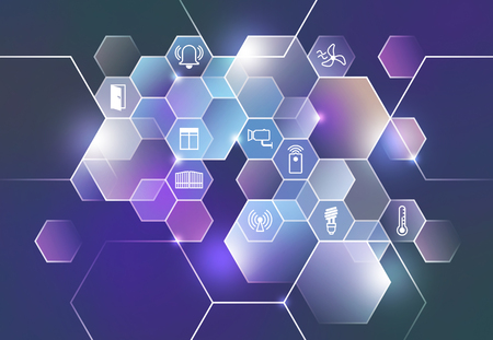 illustration of background symbolizing the smart homeの写真素材