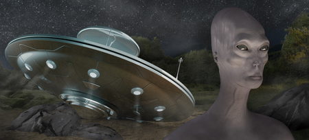 render 3d UFO alien space shipの写真素材