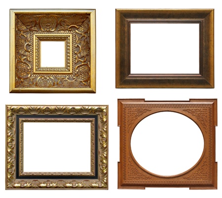 Collection picture gold frames with decorative pattern の写真素材