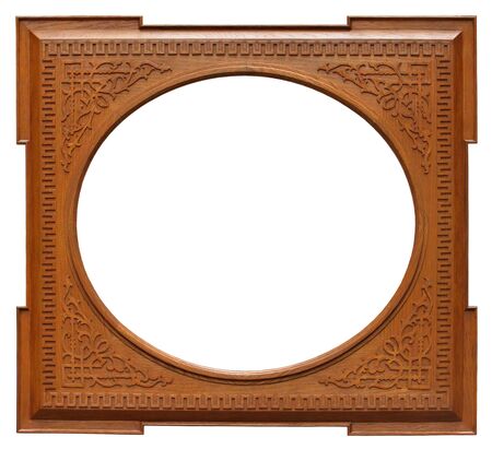 Wooden frame with a beautiful carvingの写真素材