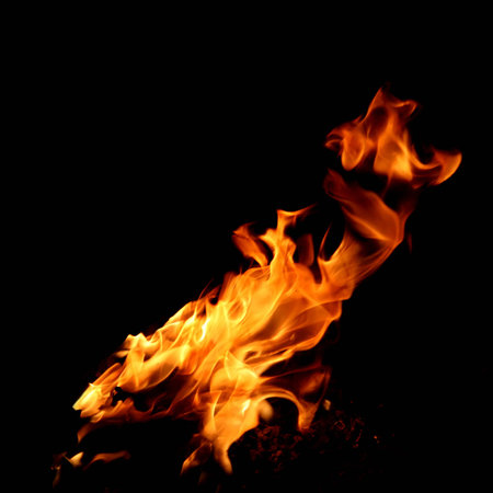 Red fire and flame on a black background