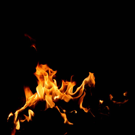 Red fire and flame on a black background