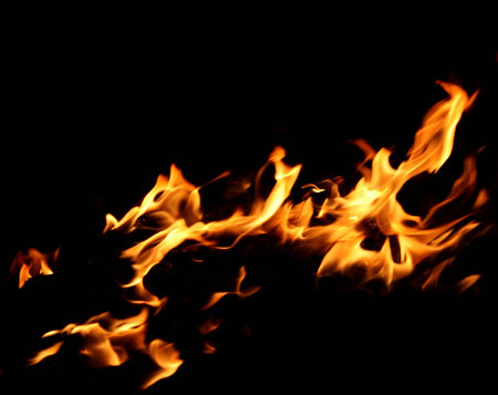 Red fire and flame on a black background