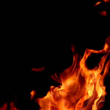 Red fire and flame on a black background