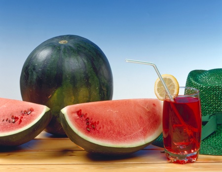 Watermelon with cocktail の写真素材