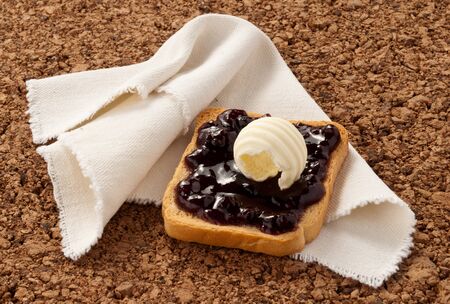 rusk with jam and butterの写真素材
