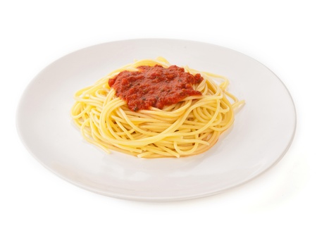 spaghetti with tomato sauceの写真素材