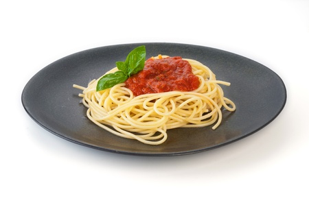 spaghetti with tomato sauceの写真素材