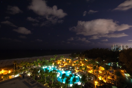 Swimming pool at a resort in Fort Lauderdale, Miamiの写真素材