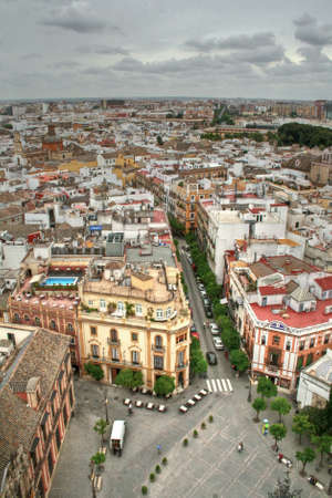 Sevilla aerial view from UNESCO Heritage site La Giralda Tower 