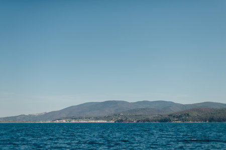 Yacht parking in harbor, harbor yacht club in Marina di Scarlino, Italy. Sea viewの写真素材