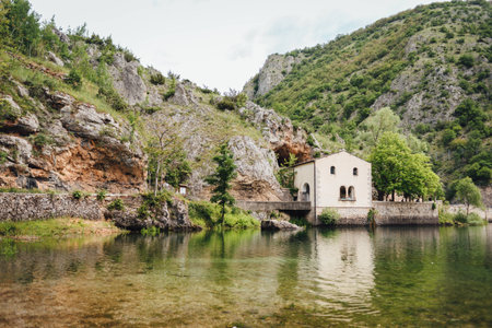 Lake San Domenico, Abruzzo, Italyの写真素材