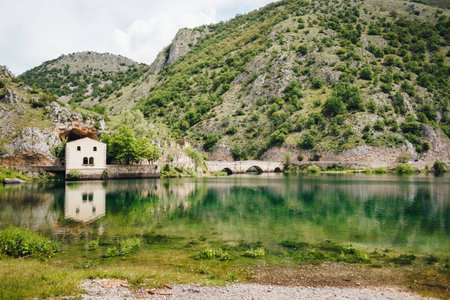 Lago di San Domenico, Abruzzo, Italyの写真素材