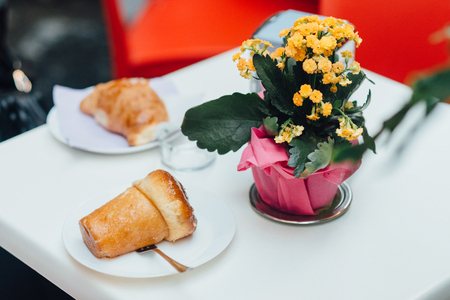 Rum baba on the tableの写真素材