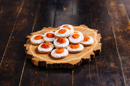 Traditional ukrainian easter cookies on a wooden desk.の写真素材