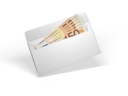 White envelope with moneyの写真素材