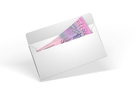 White envelope with moneyの写真素材