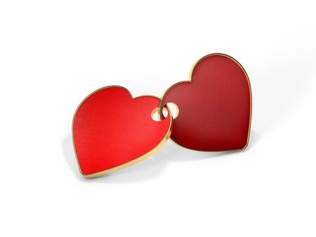 The fastened together red heartsの写真素材