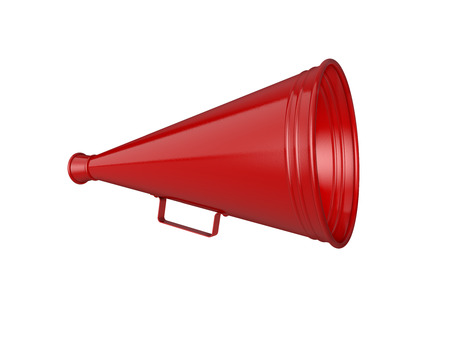 Red megaphone isolated on whiteの写真素材