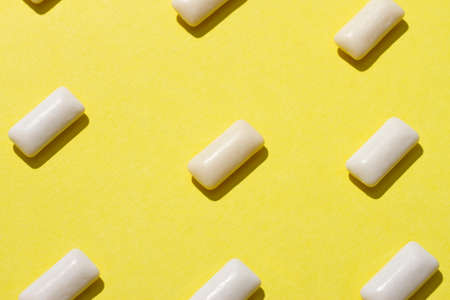 Gum are on the yellow background.