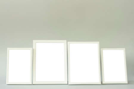 Frames with white color with blank space on gray background.の写真素材