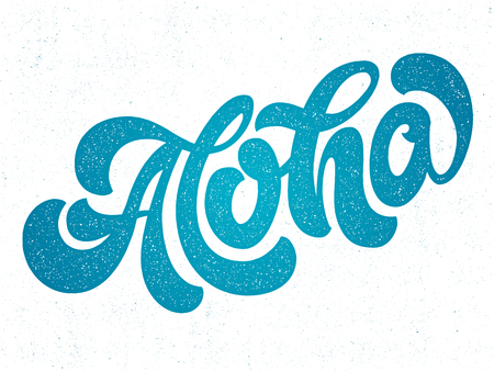 Hand lettering vector illustration. Aloha. Vector calligraphy illustration. T-shirt graphic print design.のイラスト素材