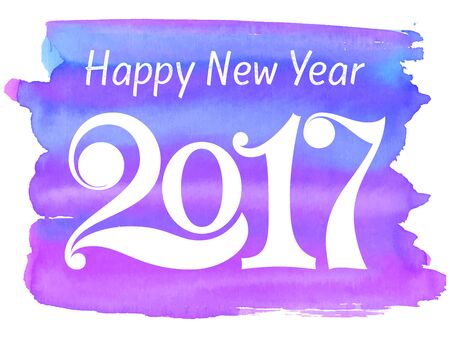 Happy new year 2017. Year 2017 vector design element on watercolor background. Christmas vector...