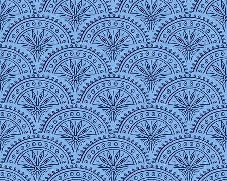 Design seamless monochrome pattern with hand drawn elements in the form of arches. Abstract background. Vector illustration.のイラスト素材
