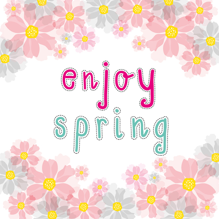 enjoy spring pink cherry blossomのイラスト素材
