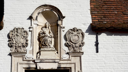 door way decoration in Bruges, Belgiumの写真素材