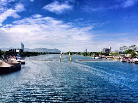 Scenery of donau river in vienna Austriaの素材