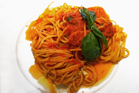 spaghetti tomato sauceの写真素材