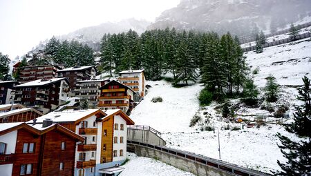 Scenery of Zermatt Switzerland Europe on snow dayの写真素材