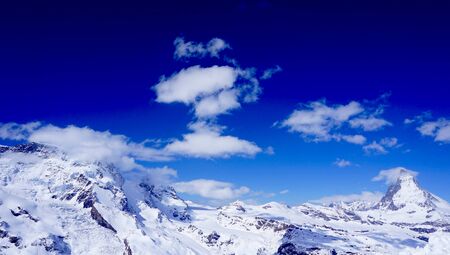 View of Matterhorn on a clear sunny day Zermatt Switzerlandの写真素材