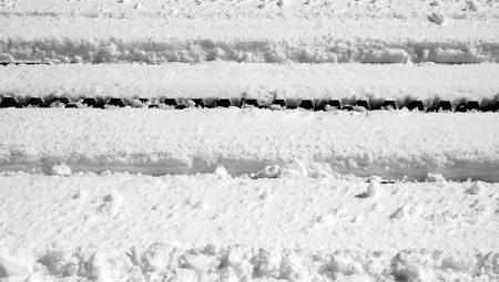 snow close up with railway track top of the mountains zermatt switzerlandの写真素材