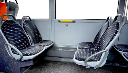 bus seats inside the bus public transportationの写真素材
