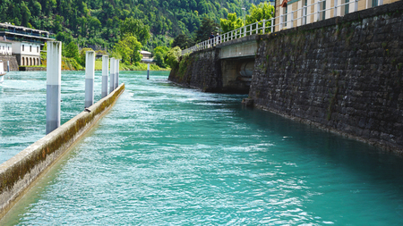 Port of Thun Lake Interlaken Switzerlandの写真素材