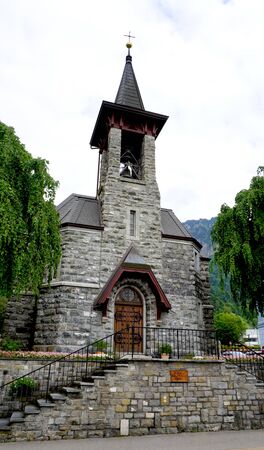 ancient church in Vitznau Lucerne  Switzerlandの写真素材