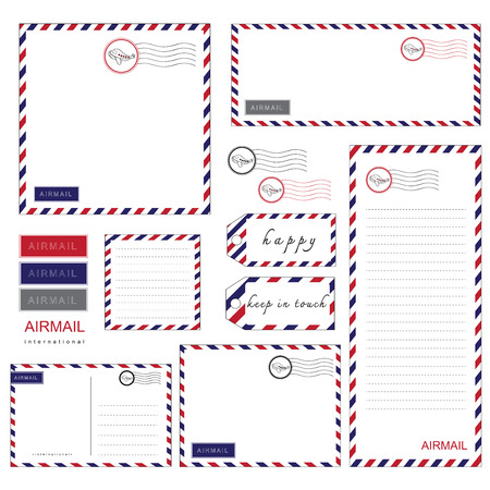 Airmail Stationery set paper letter  envelopeのイラスト素材