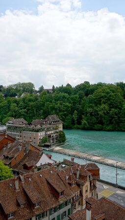 viewpoints old town city on bridge in Bern Switzerlandの写真素材