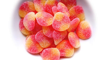 jelly sugar close up on white backgroundの写真素材