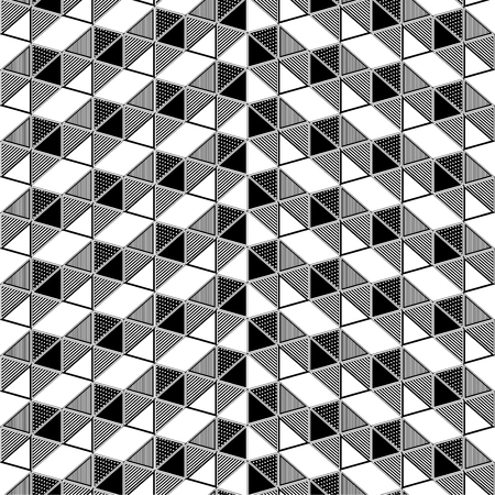 geometric triangle box perspective pattern seamlessのイラスト素材