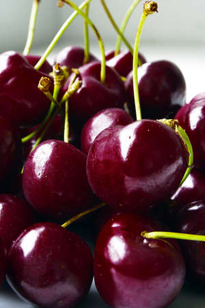 Fresh cherry fruit close up verticalの写真素材