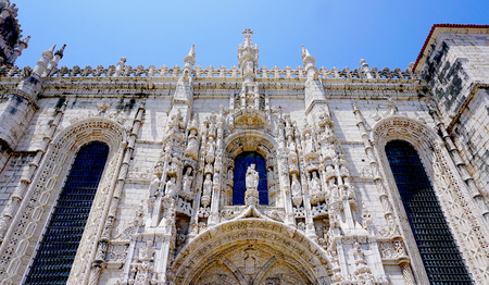 exterior upper jeronimos architecture lisbon Portugalのeditorial素材