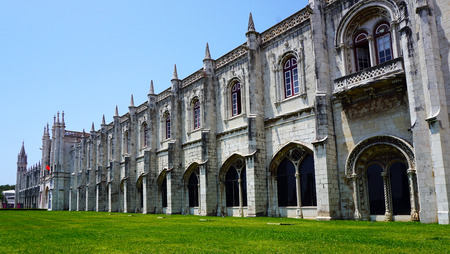 exterior of jeronimos architecture in lisbon Portugalのeditorial素材