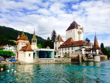 Castle by thun lake, switzerlandの素材